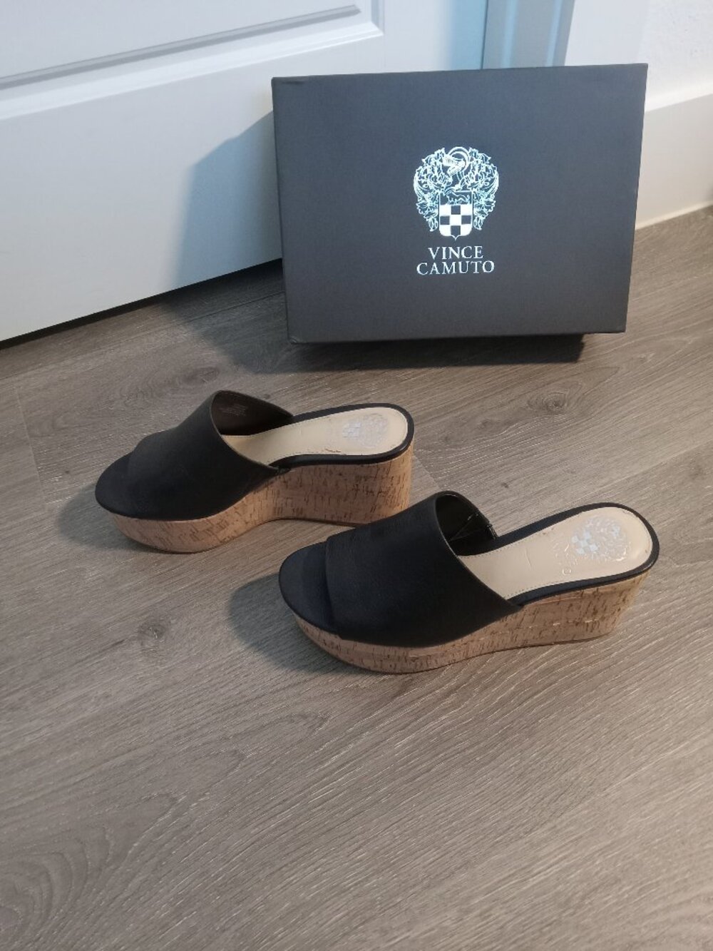 Vince Camuto Gadgen Platform Wedge Sandal, Black, Size 7½ M, Worn Once, Like New